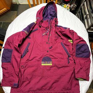 Vintage 90s Mountain Hardwear maroon 1/2 zip pullover ski coat women's size 10